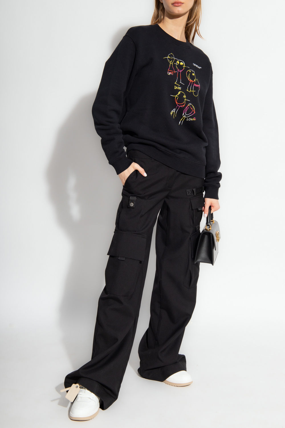 【PRENDA】★人氣★LOGO TAPE APPLIQUE SWEATSHIRTS Women/Mens Unisex Optical Illusion Swirl Geometric Pattern